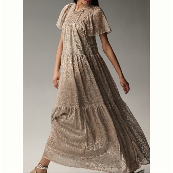 Anthropologie Short-Sleeve Mock-Neck Maxi Dress - Picture 3 of 14